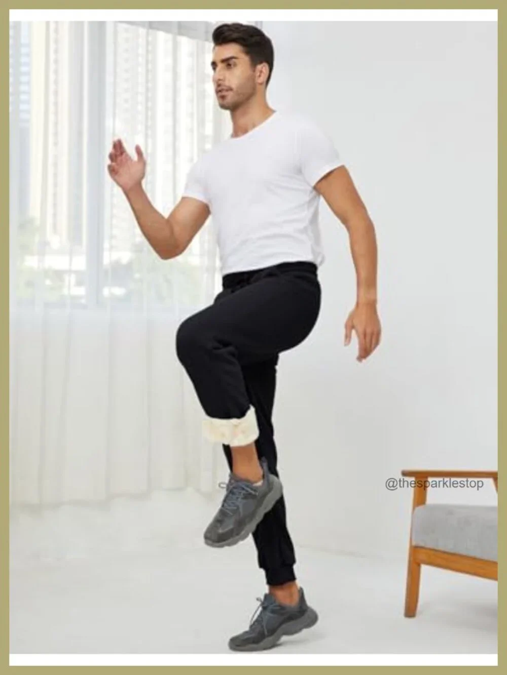 Men's Sherpa Lined Fleece Sweatpants Winter Running Jogger Pants